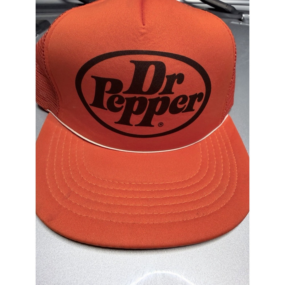 Vintage Orange Rope Dr Pepper Trucker Hat Mesh Snapback Cap Soda Promo Rare 80s